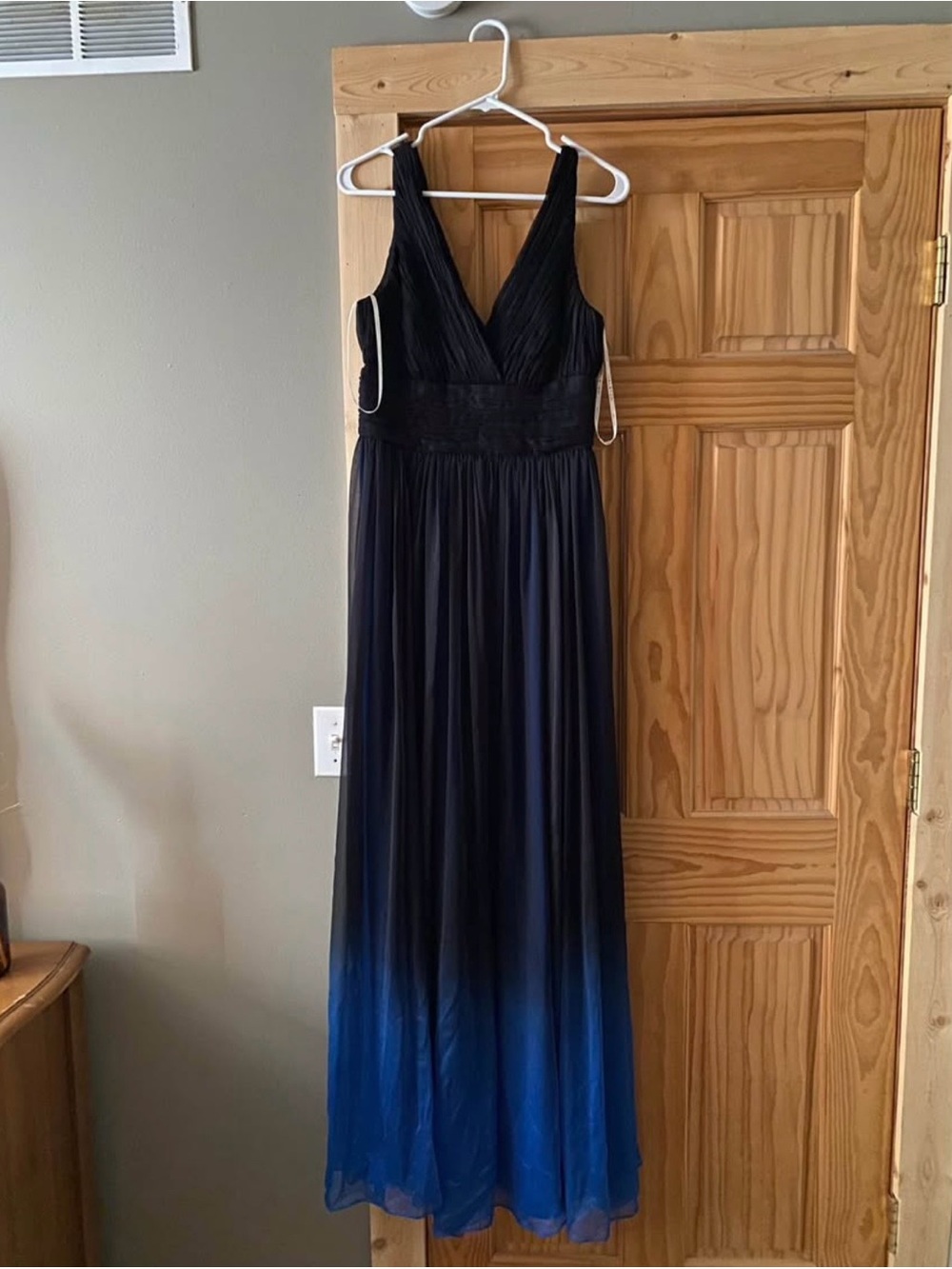 Halston Heritage Black to Royal Blue Ombre Pleated Dress